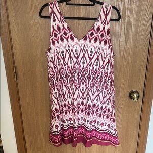 LOFT Pink and White Patterned Dress